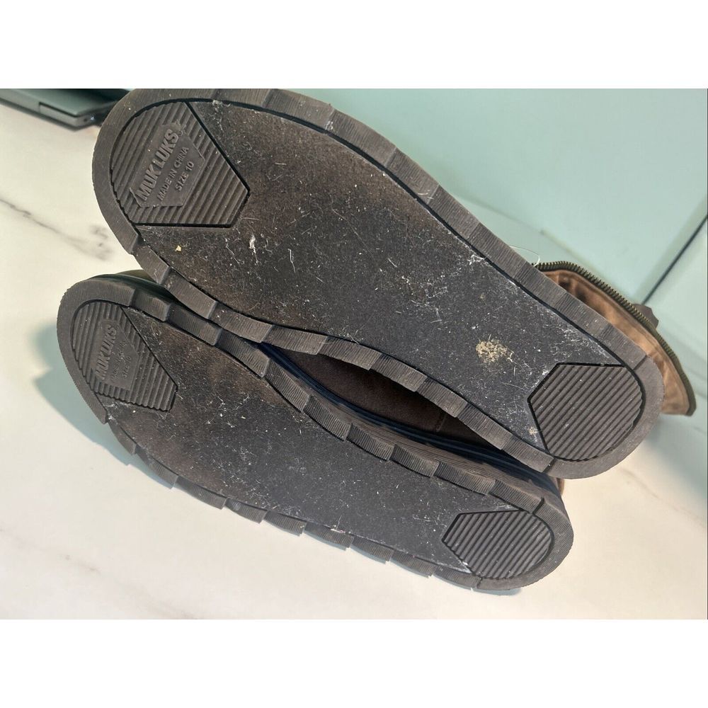 Muk Luks Size 10 Women's‎ Suede Tall Winter Boots Fold Down Knit Inside - Picture 9 of 9